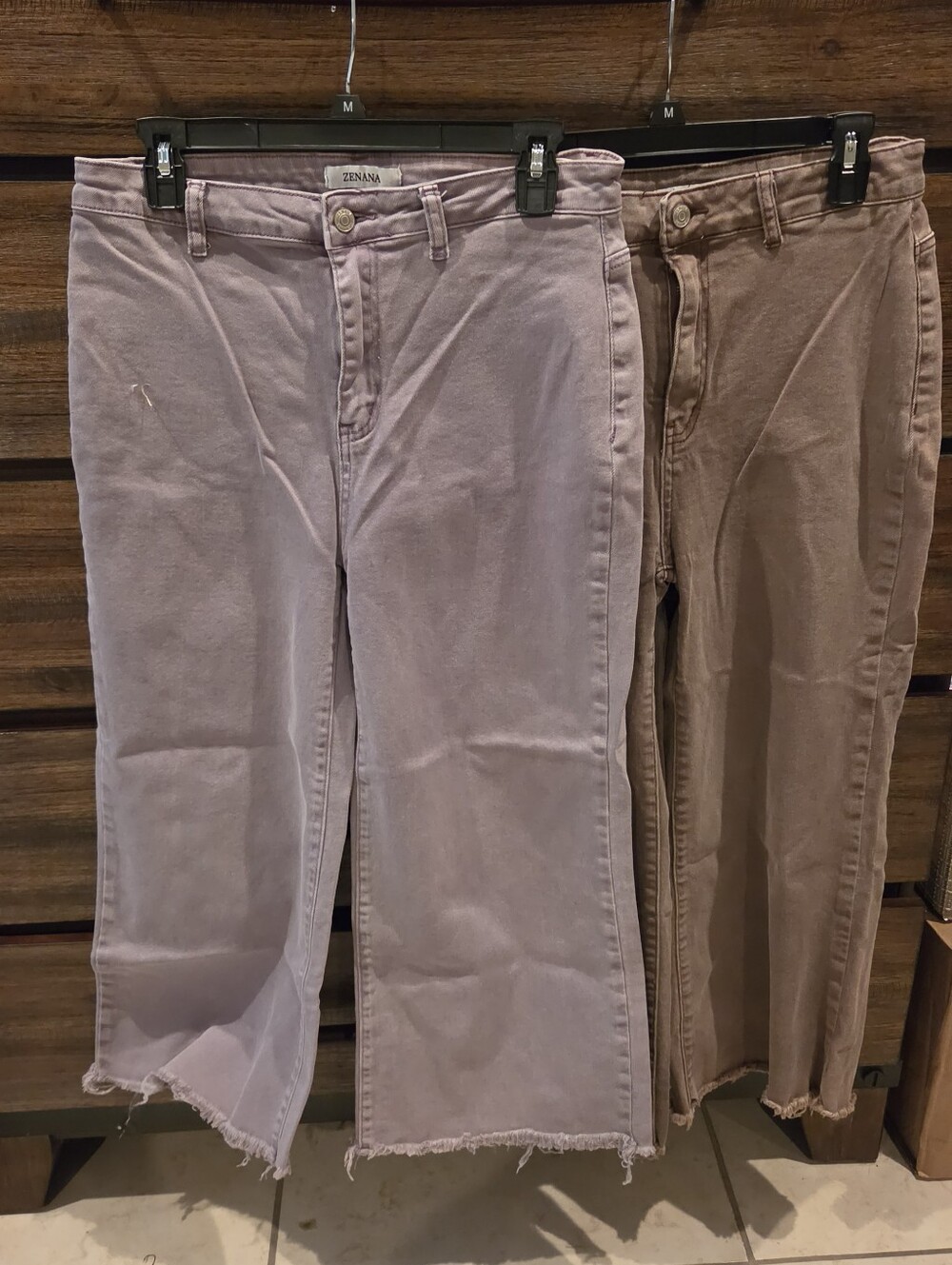 Zenana Frayed Faded Lilac Pants Size Large Fits 12-14